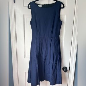 LL Bean Signature Navy Dress Size 16 cotton EUC
